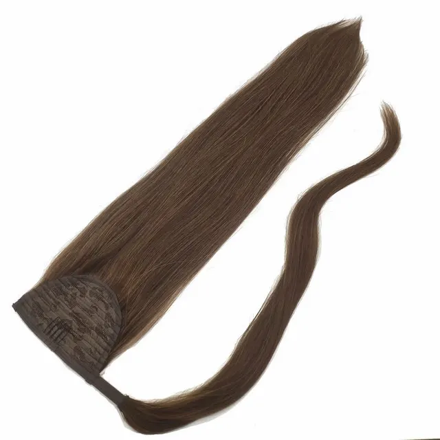 Real Hair Velcro Ponytail Long Hair Seamless Extension Wig Braids Light Brown - Shop at LoveMi
