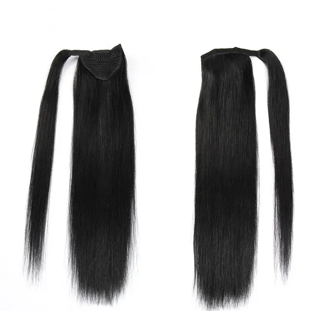 Real Hair Velcro Ponytail Long Hair Seamless Extension Wig Braids Natural Color - Shop at LoveMi