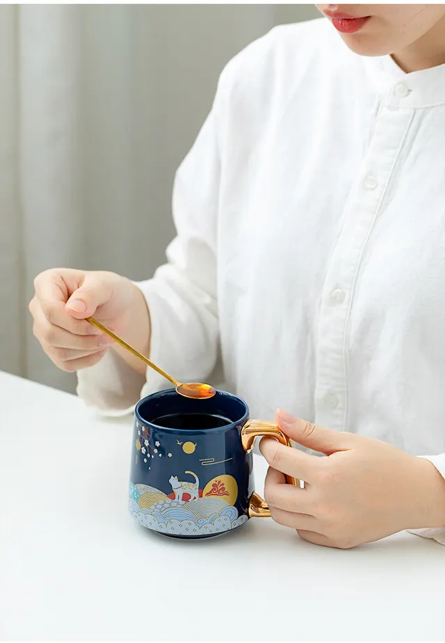 Fortune Cat Palace Mug Blue - Shop at LoveMi