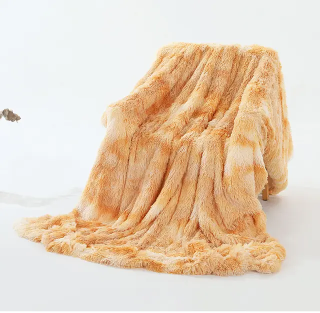Plush Double layer Blanket Sofa Cover Blanket Tie Dye Casual Blanket Yellow - Shop at LoveMi