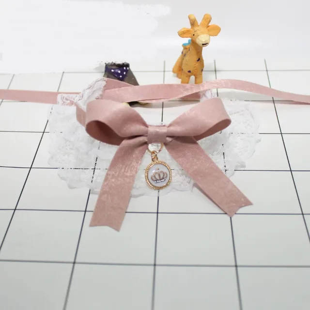 Pet Lace Bowknot Bib Small Dog Saliva Towel Light And Breathable Pink - Shop at LoveMi
