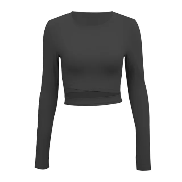 Tight fitting Navel bearing Sports Running Gym Yoga Wear Black - Shop at LoveMi