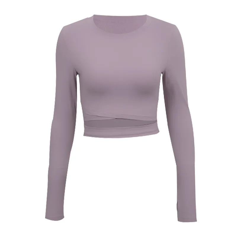 Tight-fitting Navel-bearing Sports Running Gym Yoga Wear - Purple