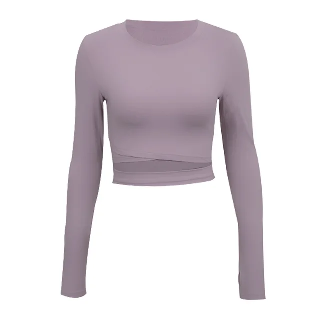 Tight fitting Navel bearing Sports Running Gym Yoga Wear Purple - Shop at LoveMi