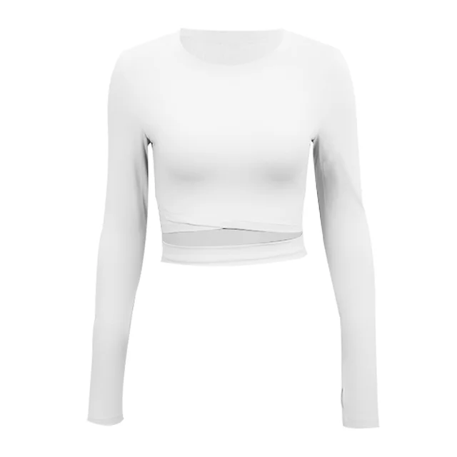 Tight fitting Navel bearing Sports Running Gym Yoga Wear White - Shop at LoveMi