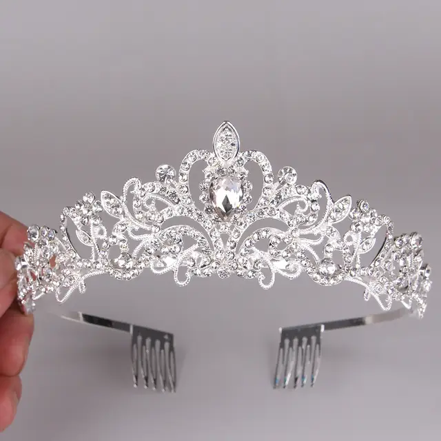 Crown New Rhinestone Headband Hair Accessories Wedding Jewelry Wedding Accessories White Sliver - Shop at LoveMi