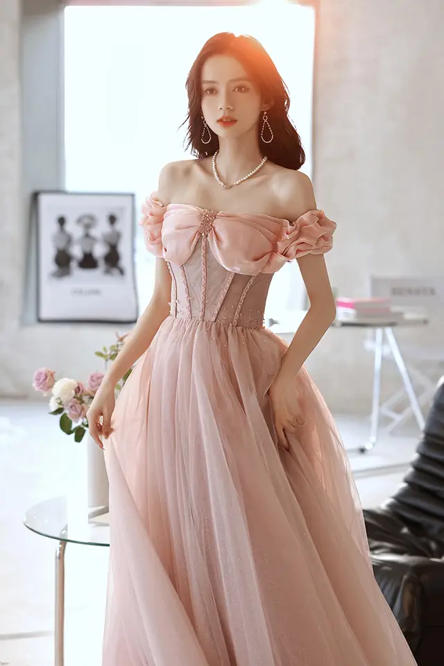 One Shoulder Evening Dress Pink Noble Dress Pink - Shop at LoveMi