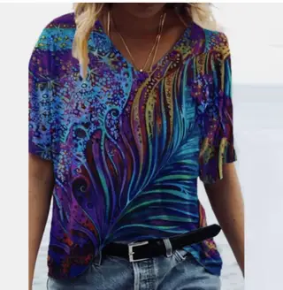 Multi-Color Multi-Code Positioning Printing Patch Pockets V-Neck Short Sleeves - 4Color