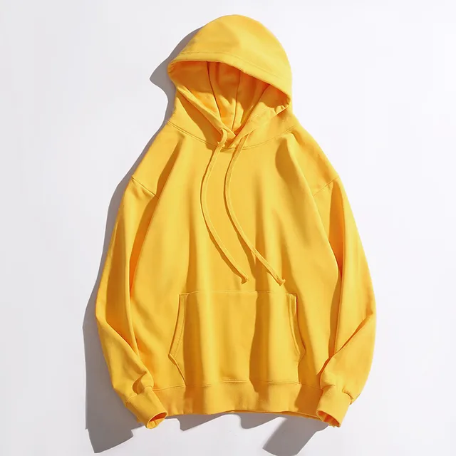 Thick Cotton Terry Solid Candy Color Hooded Sweater Apricot - Shop at LoveMi