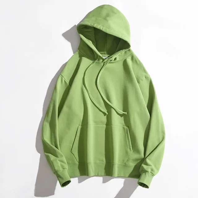 Thick Cotton Terry Solid Candy Color Hooded Sweater Green - Shop at LoveMi