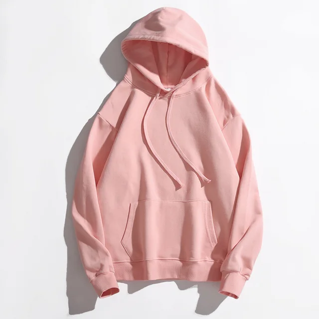 Thick Cotton Terry Solid Candy Color Hooded Sweater Pink - Shop at LoveMi