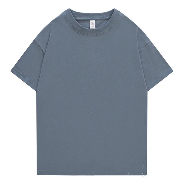 Thick Round Neck Men's T Shirt With Dropped Shoulder Sleeves And Middle Sleeves Blue - Shop at LoveMi