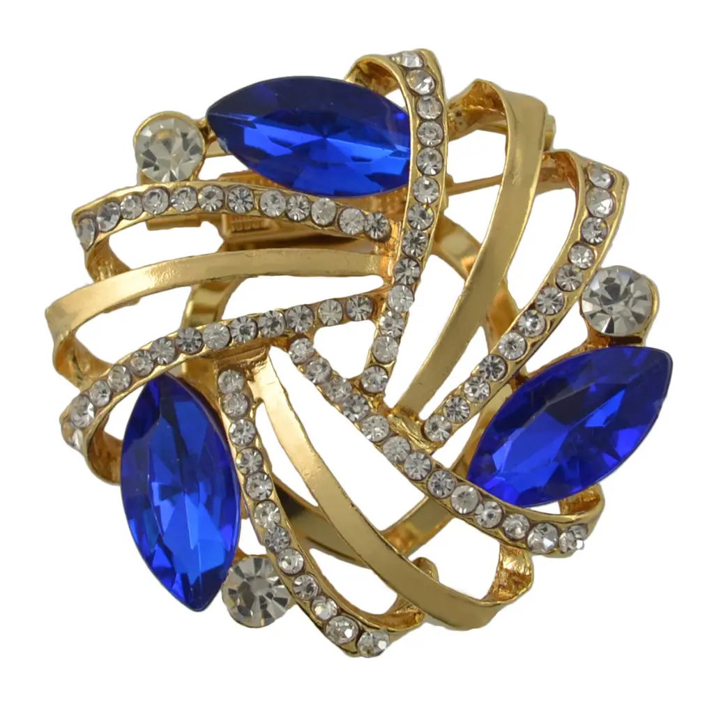 Korean Fashion Handmade Brooch Beautifully Inlaid With Diamonds - Blue