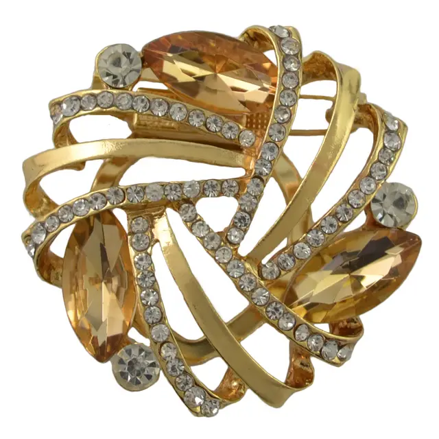 Korean Fashion Handmade Brooch Beautifully Inlaid With Diamonds Gold - Shop at LoveMi
