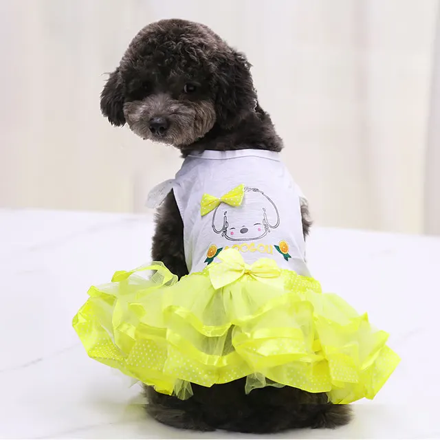 Solid Color Pet Pompous Fruit Skirt Yellow - Shop at LoveMi