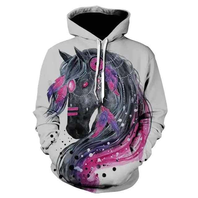 3D Printed Pullover Long Sleeved Sweatshirt Hoodie Grey - Shop at LoveMi