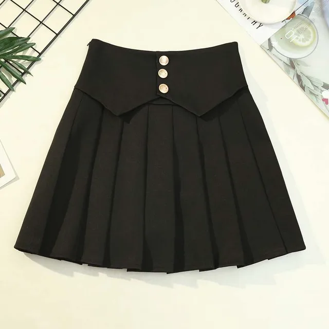 High Waist Irregular Pleated A line Skirt Black - Shop at LoveMi