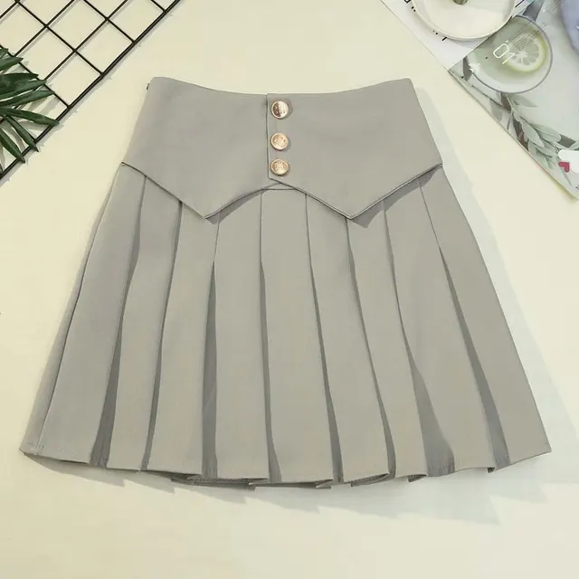High Waist Irregular Pleated A line Skirt Grey - Shop at LoveMi