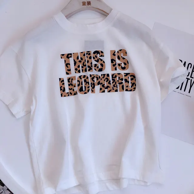 Boys Summer New Cotton Leopard Print Short sleeved T shirt White - Shop at LoveMi