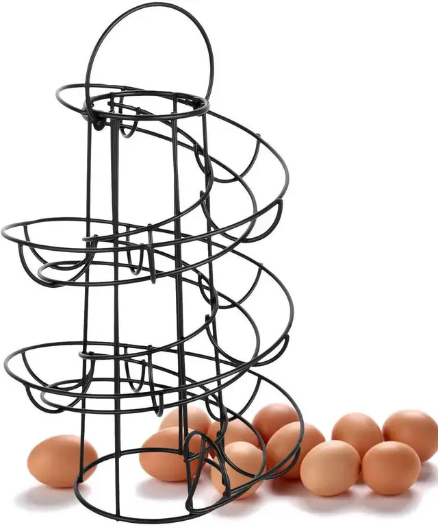 Creative Kitchen Egg Rack Spiral Egg Basket Wrought Iron Practical Black - Shop at LoveMi