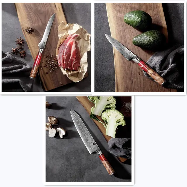 Damascus Chef's Knife Western Kitchen Knife Slicing Knife Chopping Knife 3 Piece Set - Shop at LoveMi