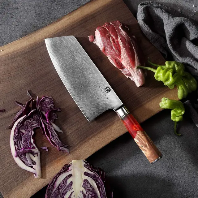 Damascus Chef's Knife Western Kitchen Knife Slicing Knife Chopping Knife Big Kitchen Knife - Shop at LoveMi