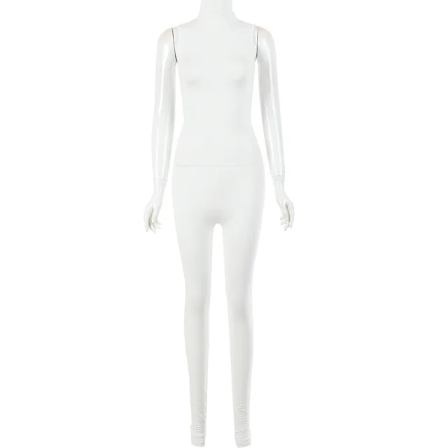 Autumn And Winter New Products Fashionable European And American Style Women Sexy Skinny Sleeveless Jumpsuit White - Shop at LoveMi