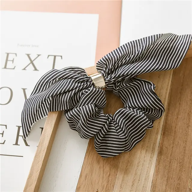 Rabbit Ear Chiffon Metal Hair Ring Navy - Shop at LoveMi