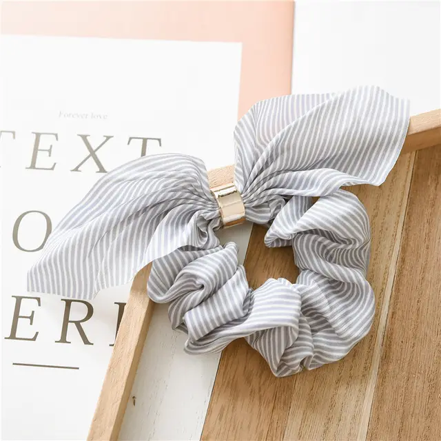 Rabbit Ear Chiffon Metal Hair Ring Wathet - Shop at LoveMi