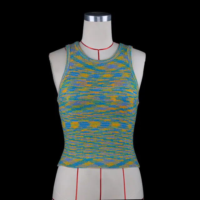 Women's Slim Colored Tops Vest Sweater Flower Green - Shop at LoveMi