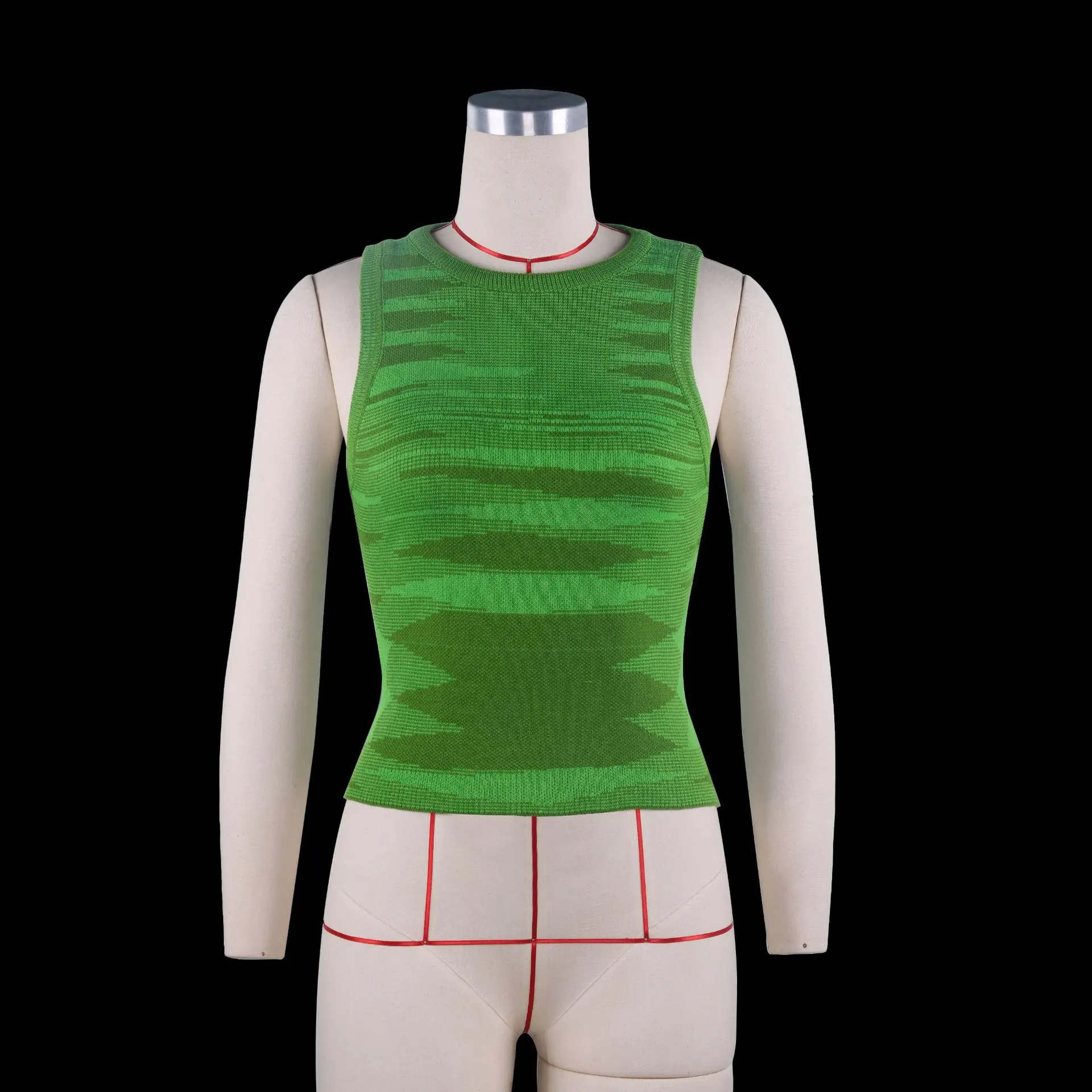 Women's Slim Coloured Tops Vest Sweater - Green