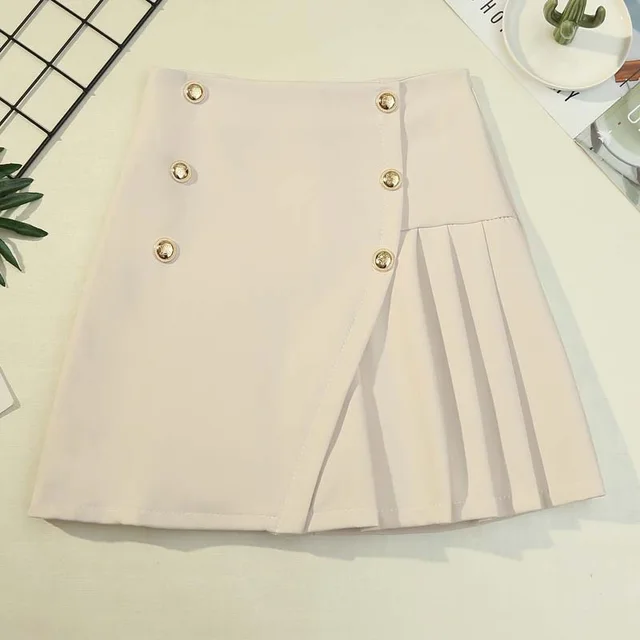 Fashionable Double Breasted Skirt Apricot Beige - Shop at LoveMi