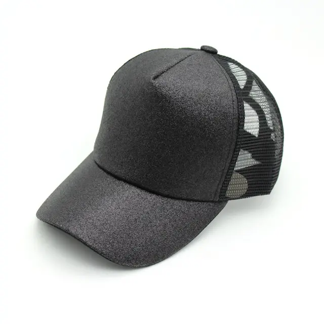 Ponytail Baseball Cap Korean Solid Color Sequins Black - Shop at LoveMi