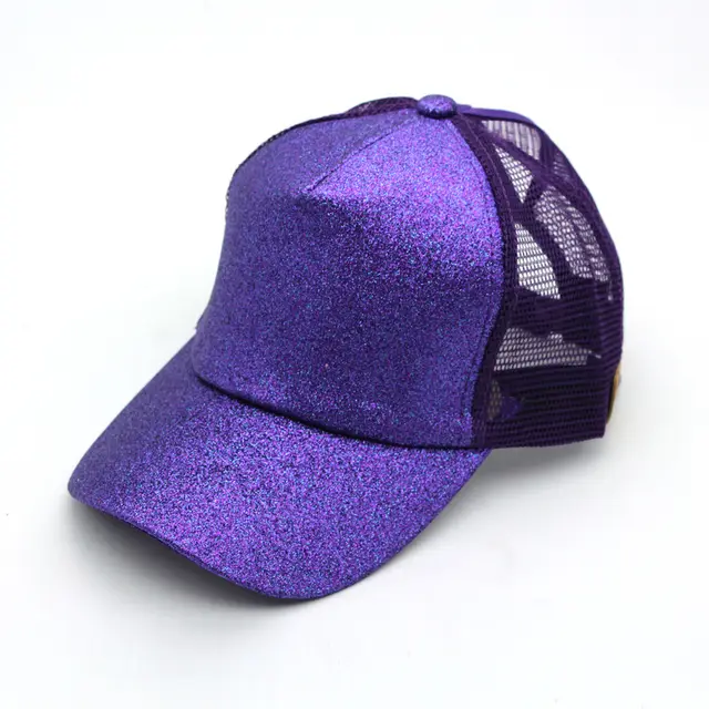 Ponytail Baseball Cap Korean Solid Color Sequins Purple - Shop at LoveMi