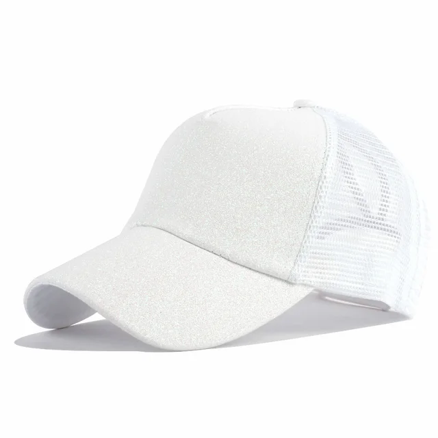 Ponytail Baseball Cap Korean Solid Color Sequins White - Shop at LoveMi