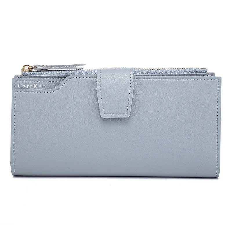 Zipper Card Holder Multifunctional Tri fold Coin Purse Blue - Shop at LoveMi