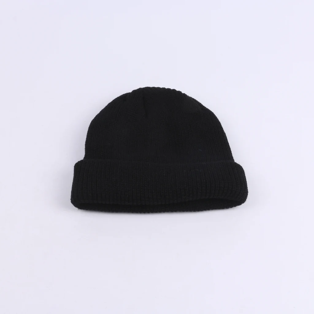 Wool Hat Street Fashion Landlord Hat Short Knitted Melon Skin Hat - Black