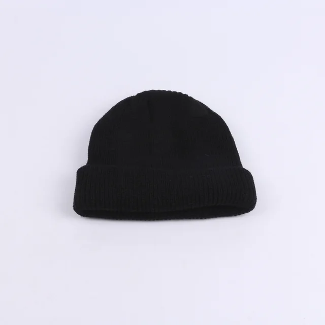 Wool Hat Street Fashion Landlord Hat Short Knitted Melon Skin Hat Black - Shop at LoveMi