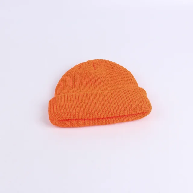 Wool Hat Street Fashion Landlord Hat Short Knitted Melon Skin Hat Orange - Shop at LoveMi