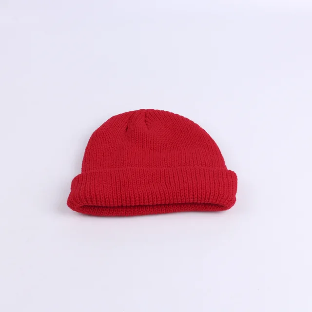 Wool Hat Street Fashion Landlord Hat Short Knitted Melon Skin Hat Red - Shop at LoveMi
