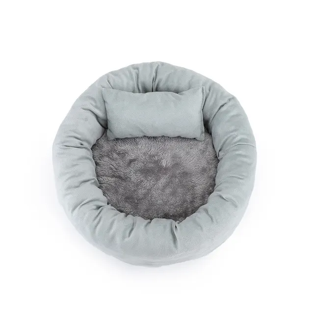 Cat and Dog Kennel Egg Tart Pet Nest Crystal Super Soft Winter Warm Indoor Pet Bed Light Grey - Shop at LoveMi