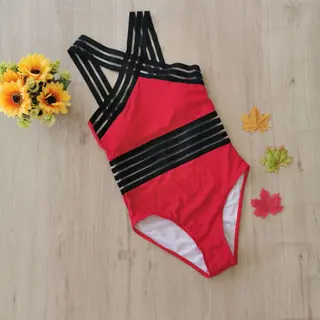 Cross-Border One-Piece Bikini Swimsuit Sexy Ladies Multicolor European And American Foreign Trade Swimwear Spot - Red