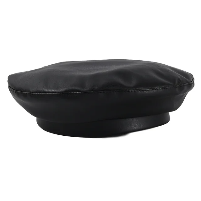 Fashion Solid Color Multicolor PU Leather Beret Black - Shop at LoveMi