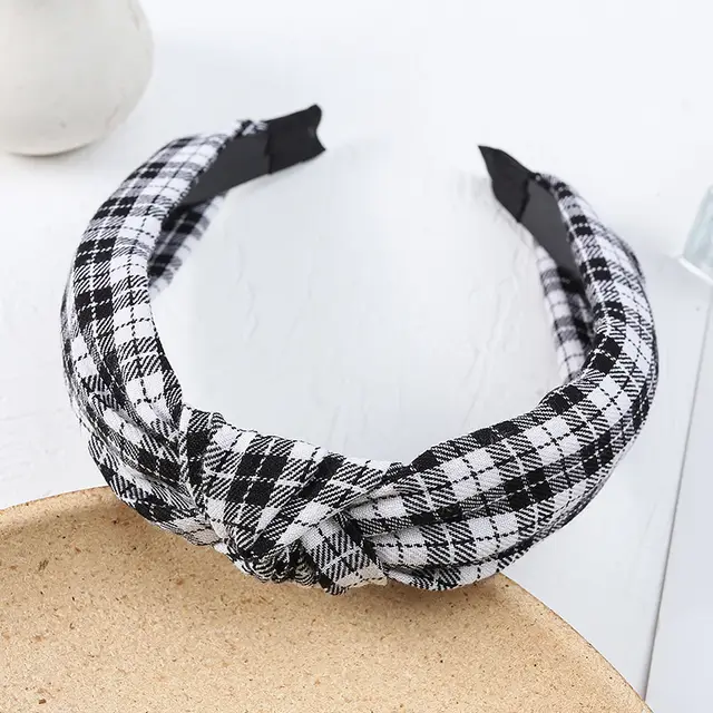 New Net Red Plaid Knotted Headband Black - Shop at LoveMi