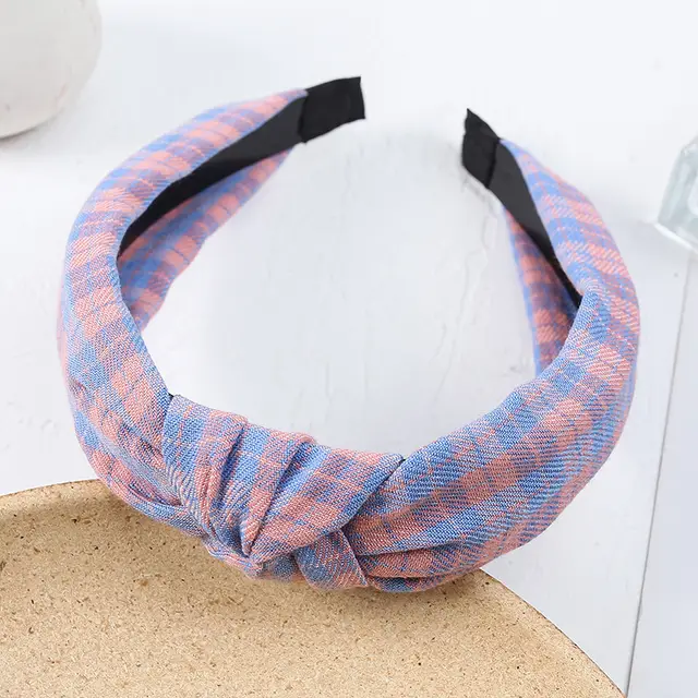 New Net Red Plaid Knotted Headband Purple - Shop at LoveMi