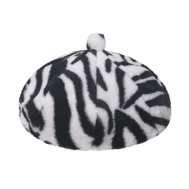 Korean Version Of Japanese Colored Letters CowPrint Leopard Beret - Shop at LoveMi