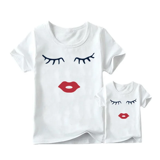European and American INS Princess Print Mother's Day Mother and Daughter Parent child T shirt White - Shop at LoveMi
