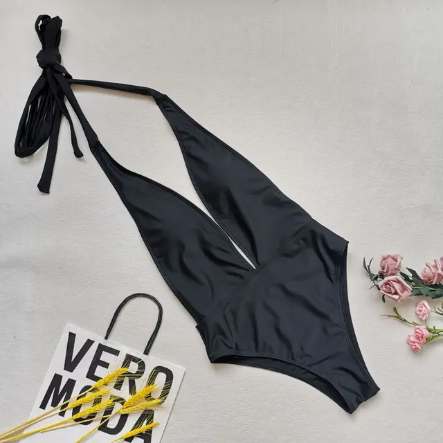 Large Size MM Plus Fat To Increase Sexy One Piece Bikini Swimsuit Black - Shop at LoveMi
