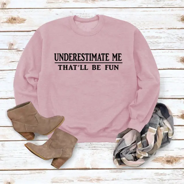 Letter Casual Long Sleeved Round Neck Pullover Sweater Women Pink - Shop at LoveMi