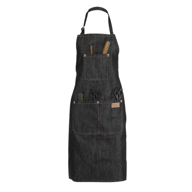 Vulcanized Black Denim Denim Fabric Halterneck Japanese Work Apron - Shop at LoveMi
